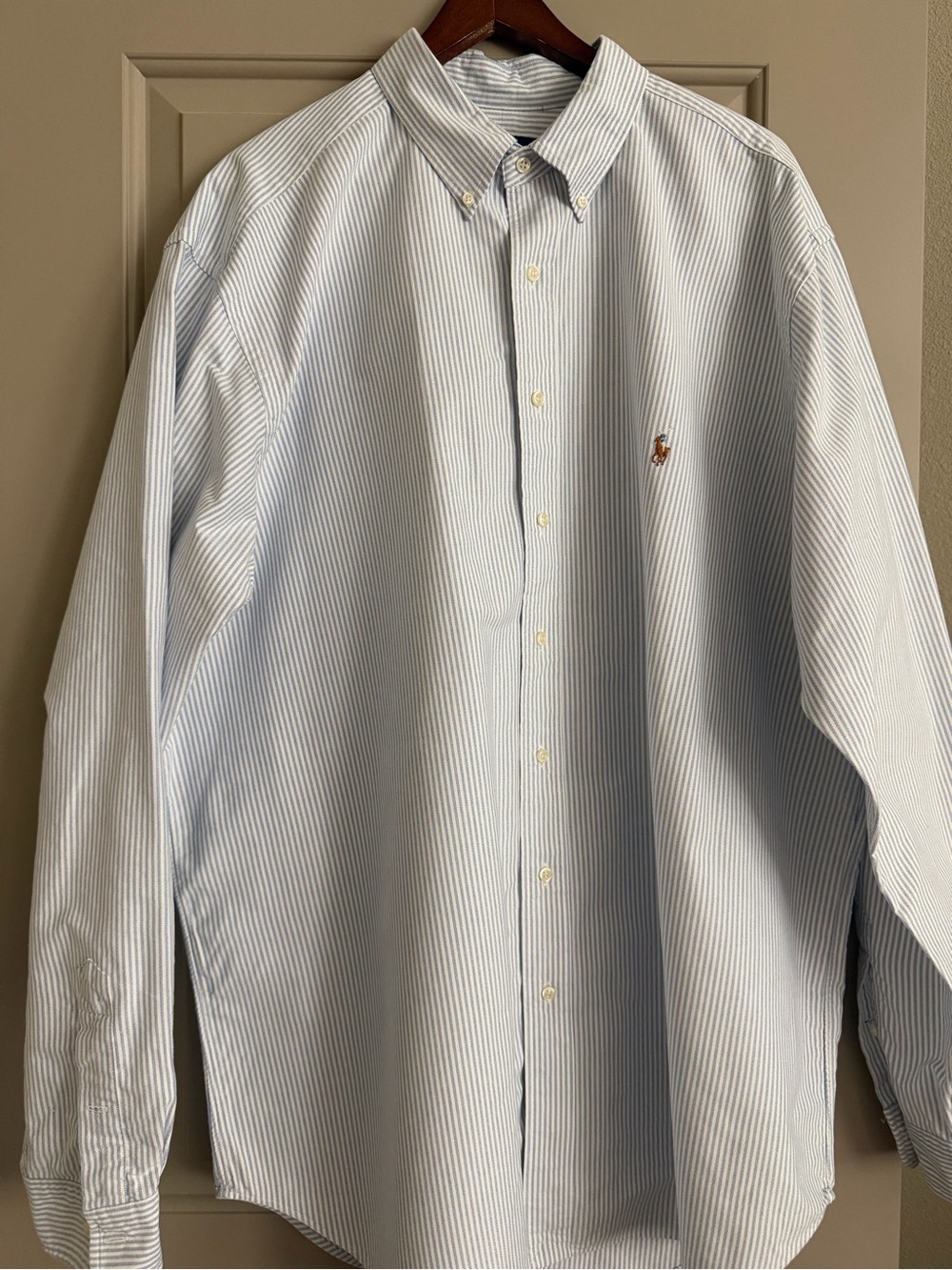 Ralph Lauren Light Blue and White Pinstripe Oxford Shirt